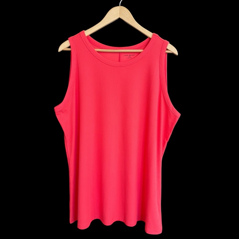 Lane Bryant Plus Size Tank Top‎ 3X 26/28 Coral Ribbed Sleeveless Casual #506